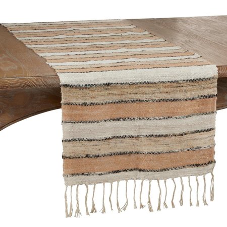 SARO LIFESTYLE SARO  16 x 72 in. Oblong Table Runner with Natural Wide Stripe Design 2827.N1672B